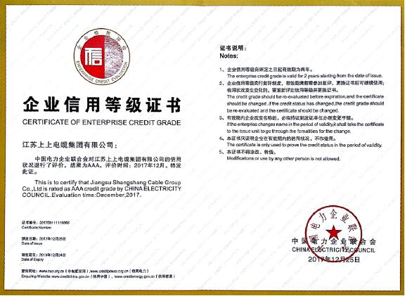 GA黄金甲电缆再次通过AAA级电力行业企业最高信用品级复评